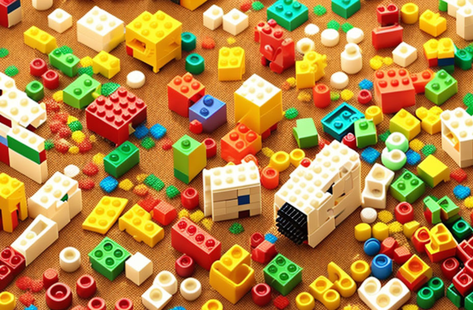 Vibrant Lego bricks in assorted shapes and sizes