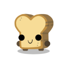 Smiling anthropomorphic bread slice on dark background