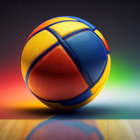 Colorful Ball with Star Patches on Red, Green, and Blue Gradient Background