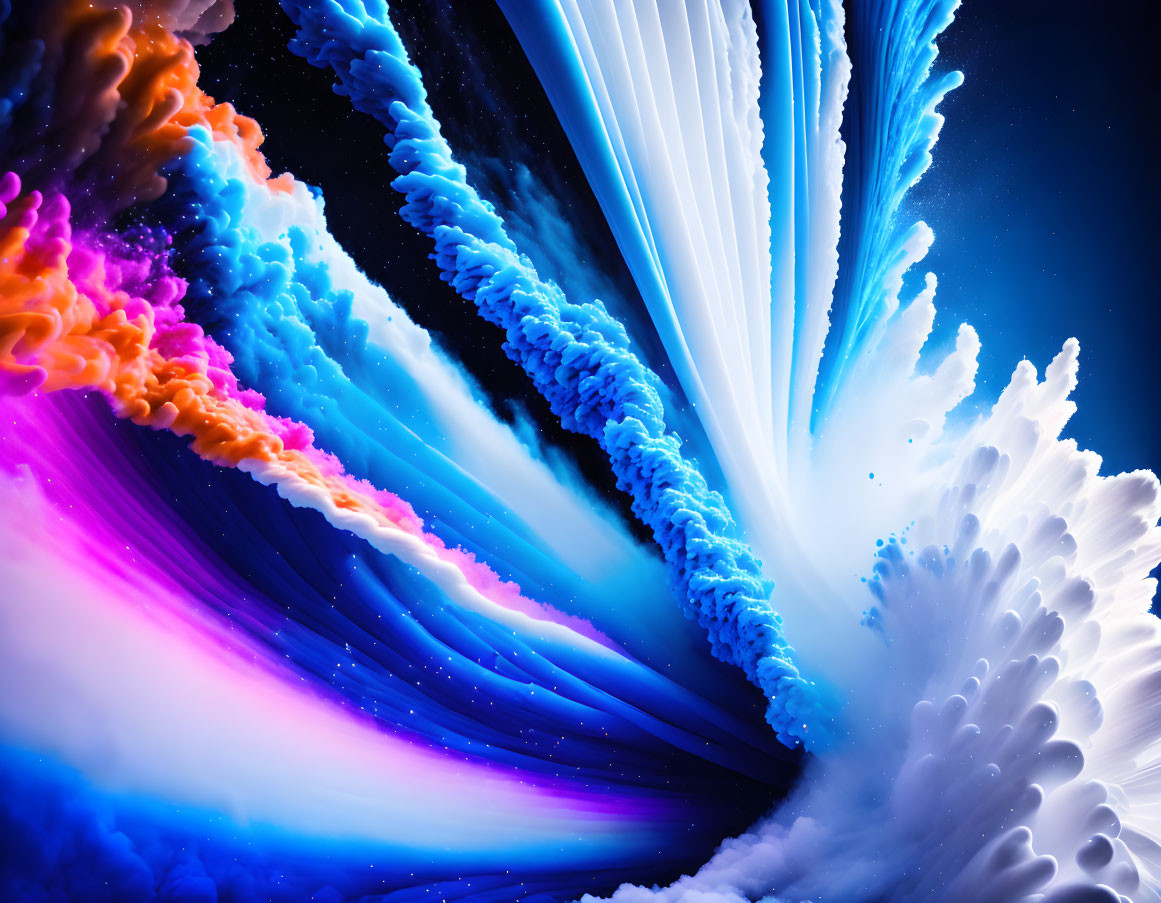 Colorful Abstract Art with Blue, Orange, and Purple Splashes