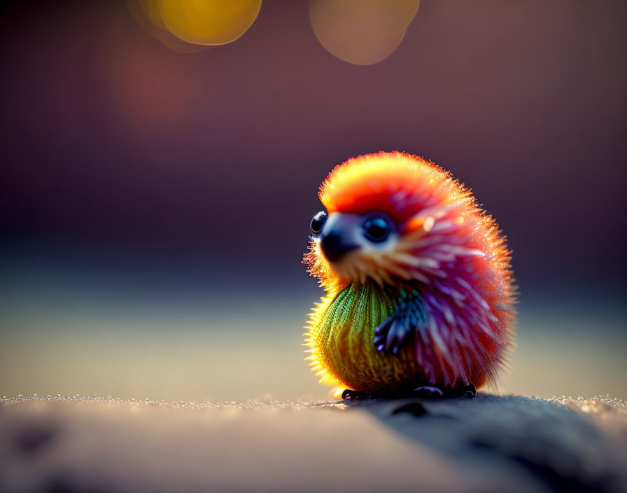 Colorful Toy Hedgehog with Big Eyes on Soft-focus Background