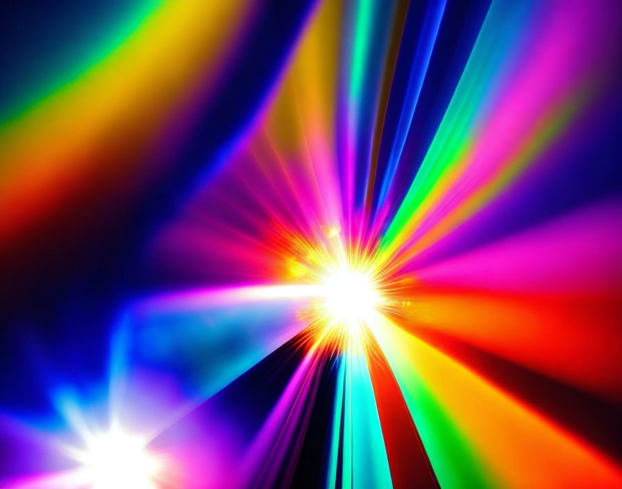 Colorful Spectrum Light Rays on Dark Background