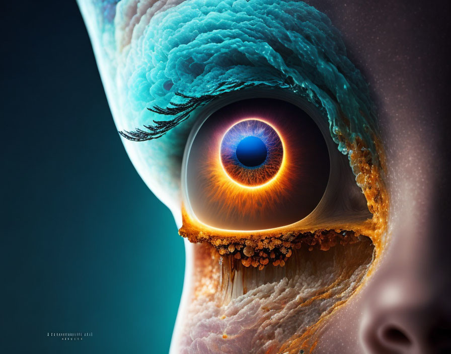 Detailed Human Eye Illustration with Vivid Colors & Enhanced Textures