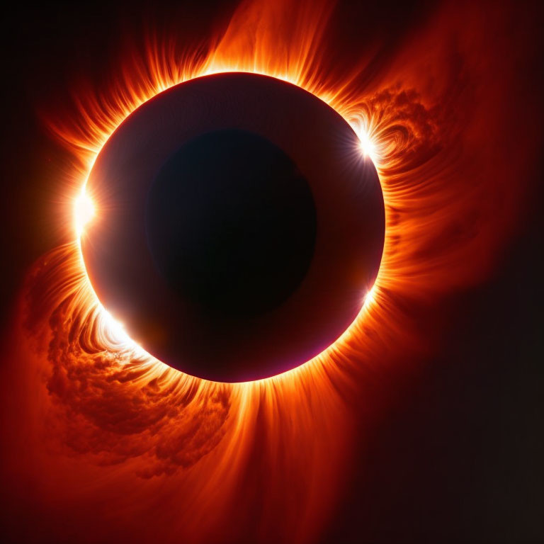 Vivid Corona and Solar Flares During Total Solar Eclipse