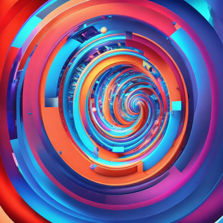 Colorful Abstract Art: Rainbow Vortex in Futuristic Style