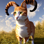 Hybrid Cat-Bee Creature in Sunny Meadow Scene