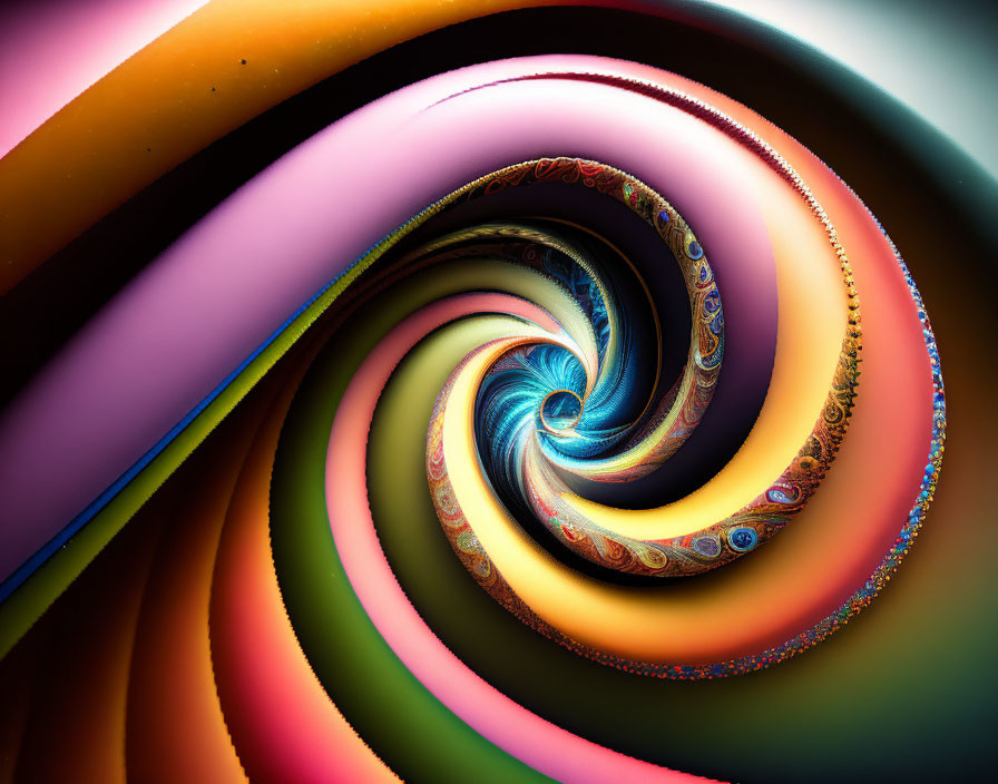 Colorful Fractal Art: Hypnotic Spiral Patterns in Warm and Cool Hues