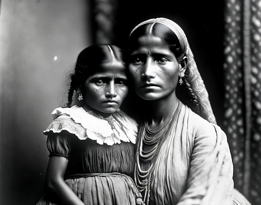 Traditional Attire Portrait in Black and White