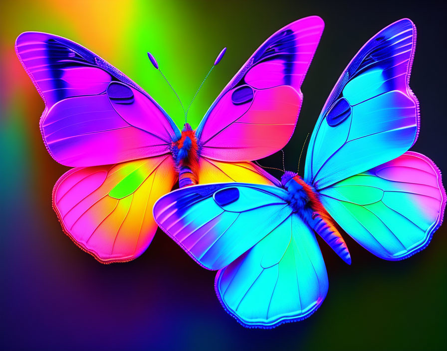 Vibrant butterfly artwork with rainbow wings on colorful backdrop