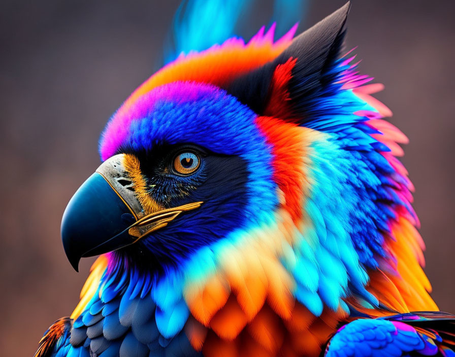 Colorful Bird with Blue Head and Vibrant Feathers