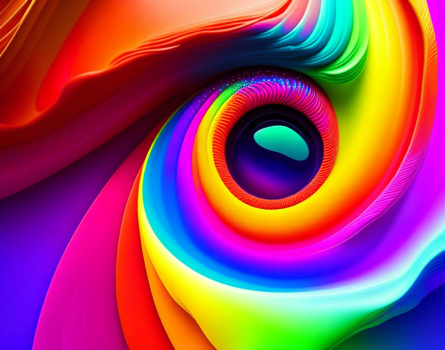 Colorful Rainbow Spiral Abstract Art in Mesmerizing 3D Effect