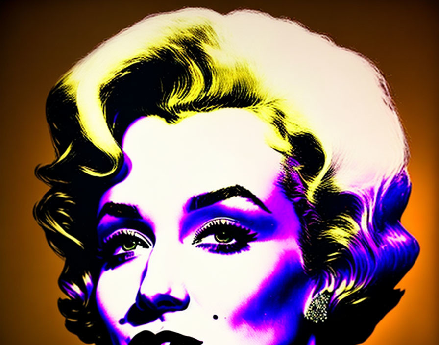 Vibrant pop art portrait of woman with bold makeup on yellow background