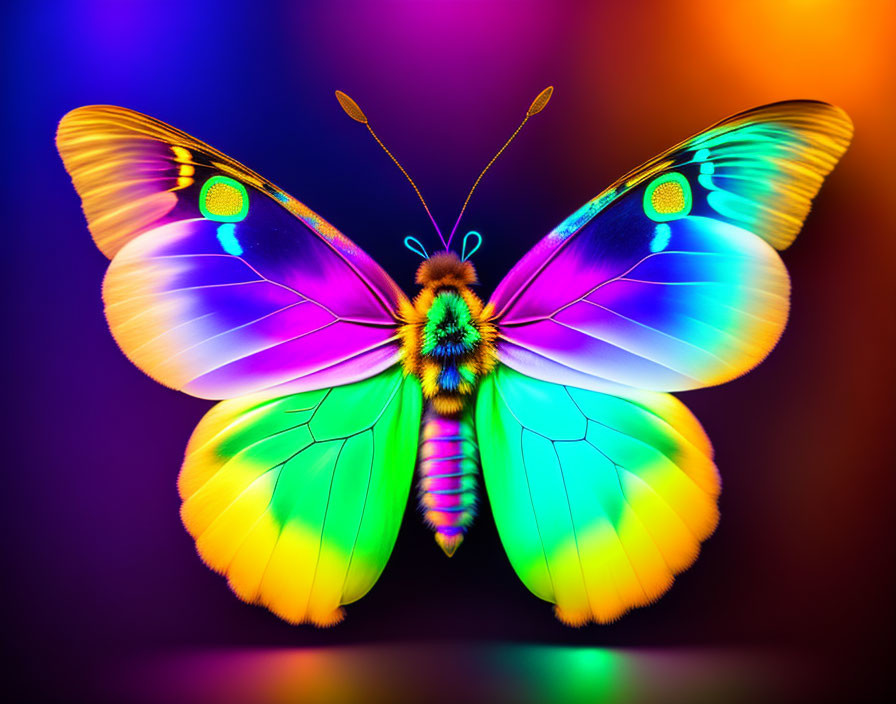 Colorful Butterfly Digital Art on Gradient Background