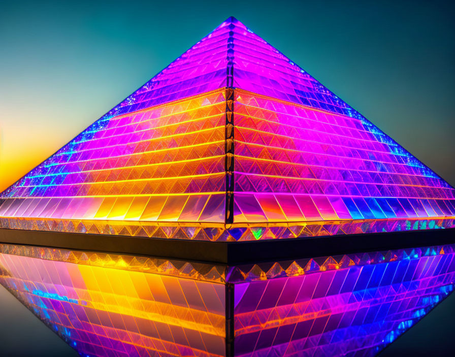 Colorful Lights Reflecting on Water Surface at Sunset Sky