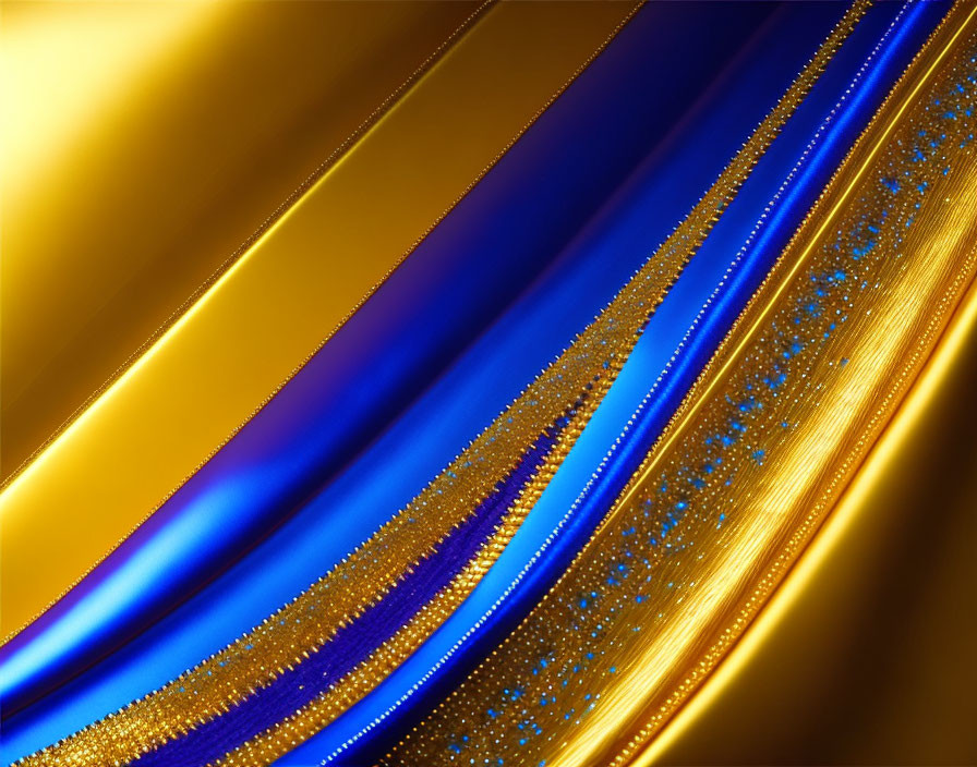 Blue and Gold Abstract Image with Glittery Particles