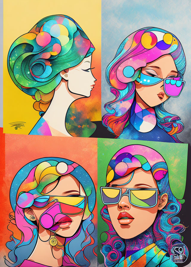 Colorful Female Portraits: Stylized, Vibrant, Retro Pop-Art