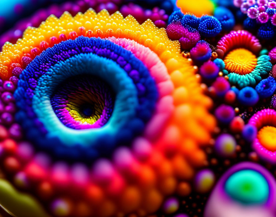 Colorful Close-Up of Vibrant Psychedelic Circular Pattern