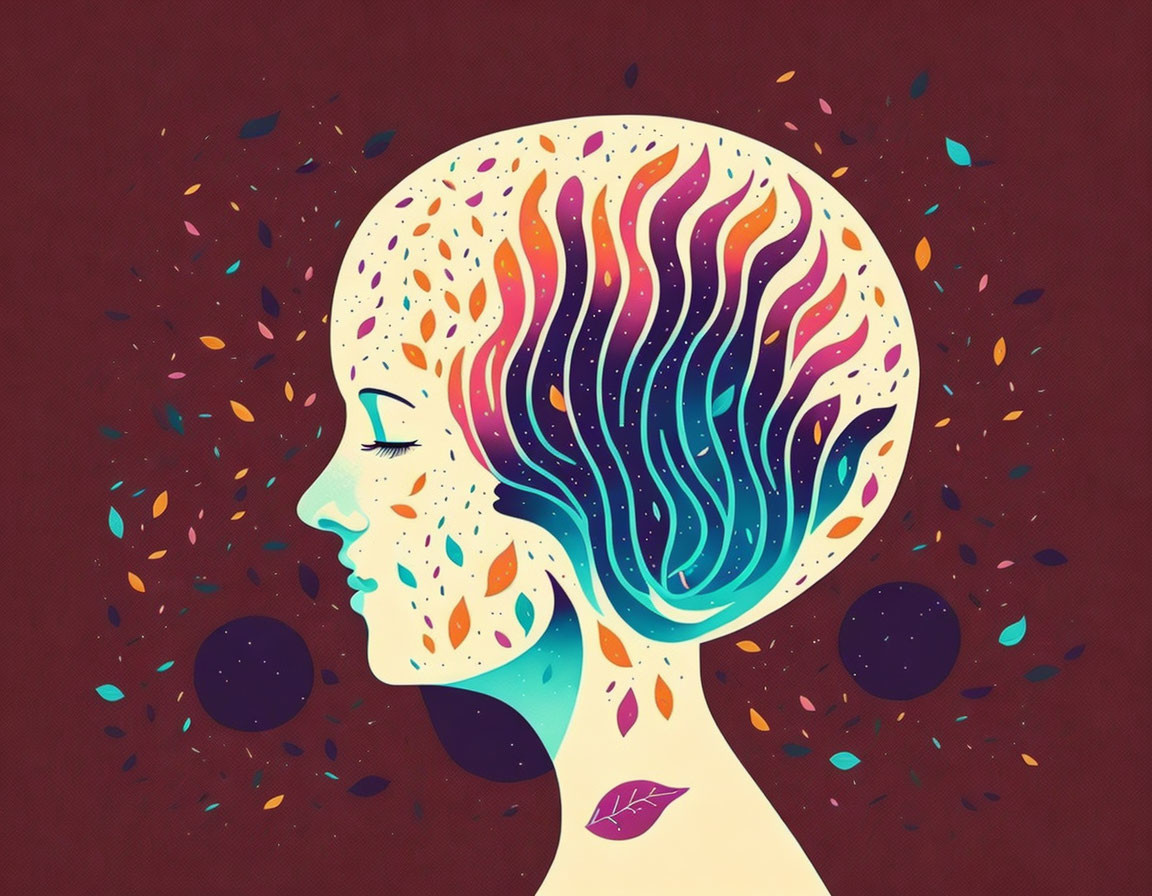 Colorful Abstract Profile Illustration on Dark Background