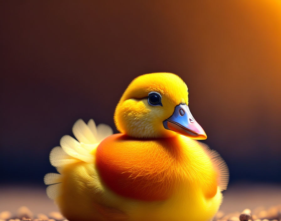 Close-up of Vibrant Yellow Duckling with Soft Feathers