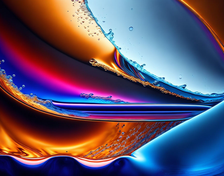 Colorful Abstract Art: Orange, Blue, and Purple Fluid Dynamics