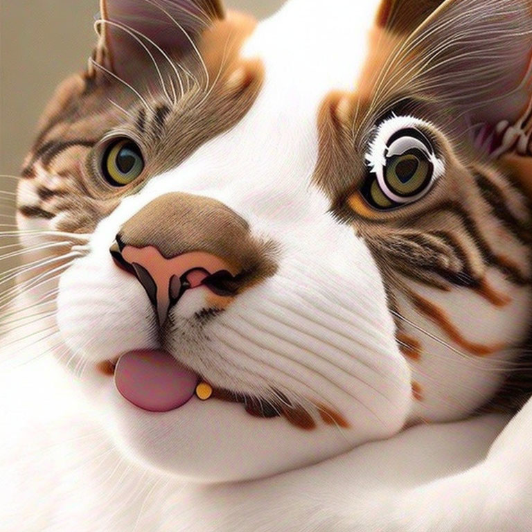 Whimsical close-up of cute cat artwork