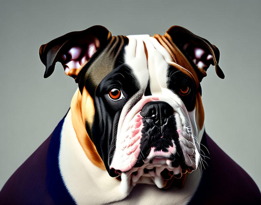 Stylized bulldog digital art with exaggerated features