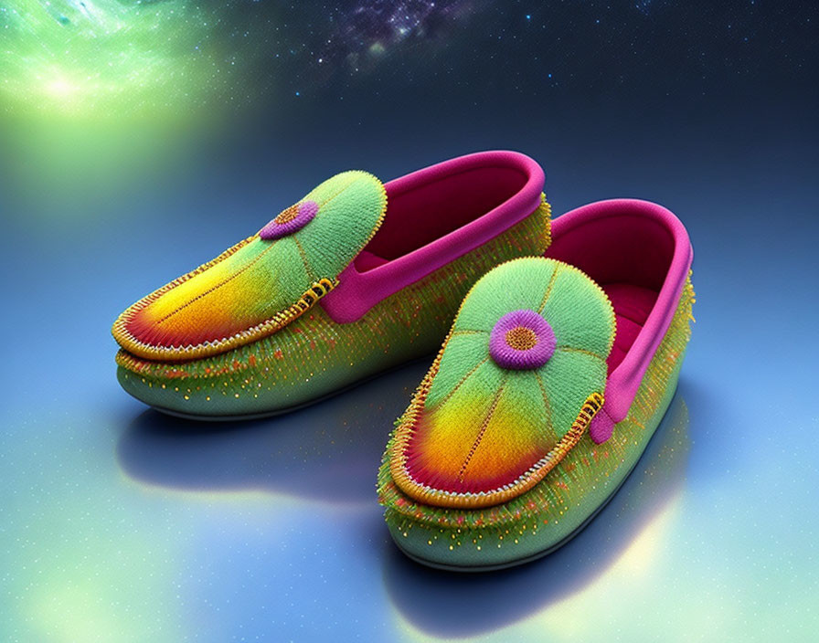 Colorful Gradient Textured Slip-On Shoes with Pink Insoles & Decorative Stitching