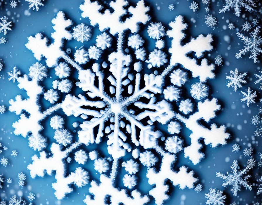 Intricate Large Snowflake on Bokeh Background