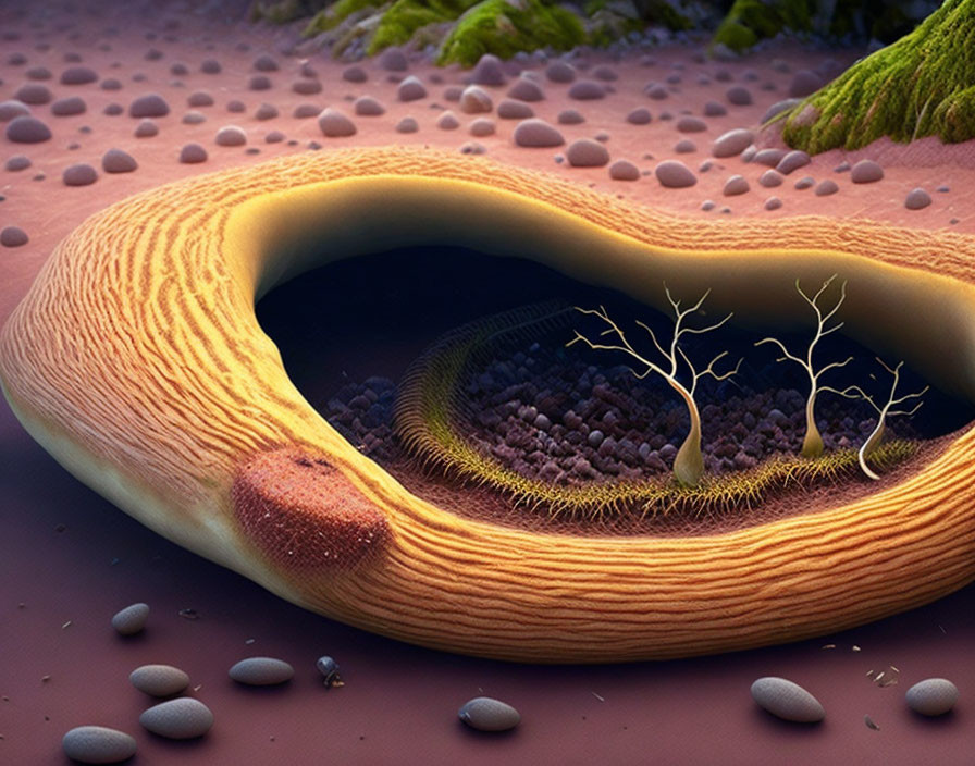 Detailed Cross-Section of Plant Stem Vascular Bundle Displaying Xylem and Phloem