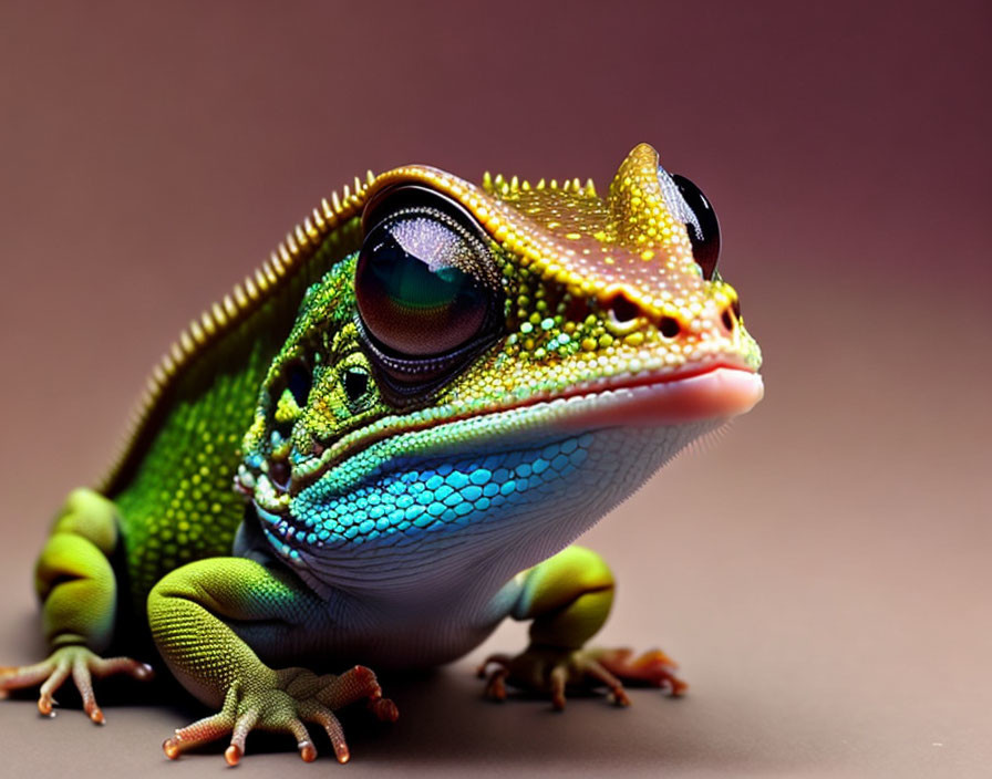 Colorful Gecko with Bright Green Skin and Blue Patterning