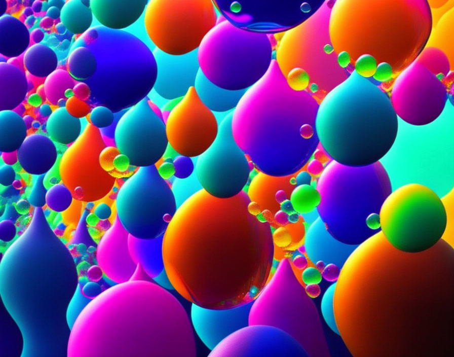 Colorful 3D bubbles on teal background