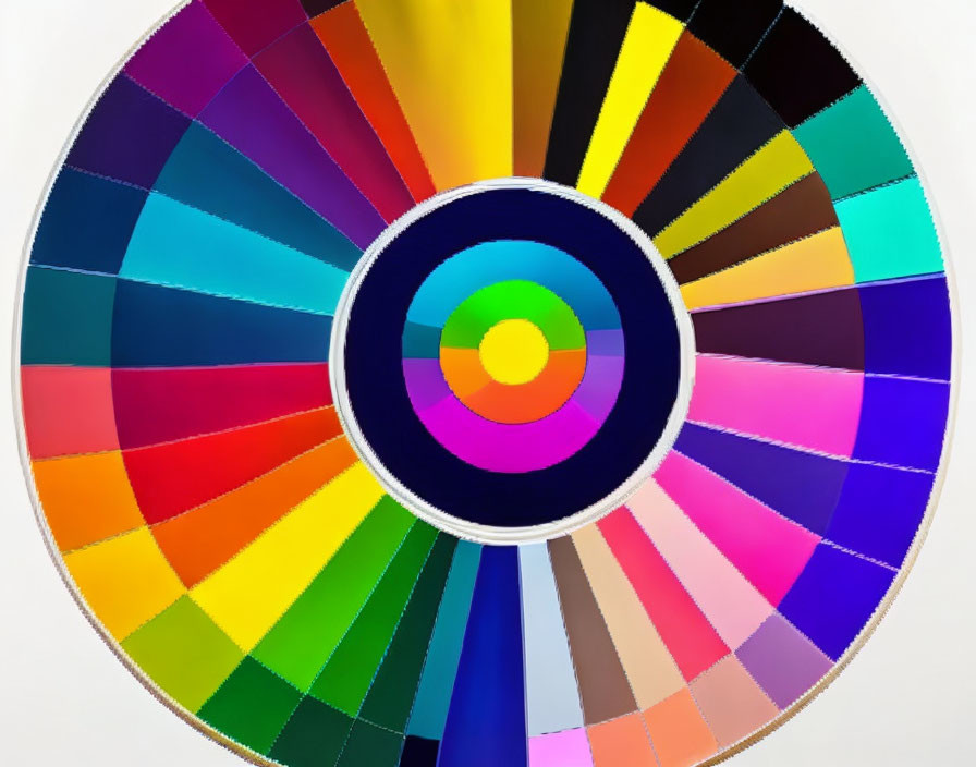 Color wheel showcasing primary, secondary, and tertiary hues in a circular spectrum.