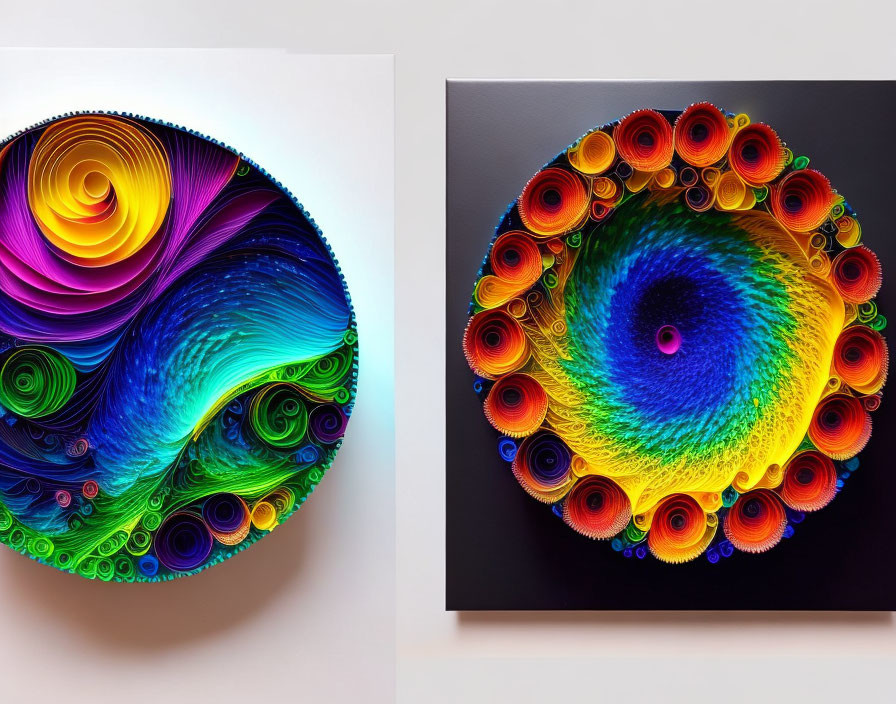 Abstract Artworks with Vibrant Swirled Paper Patterns