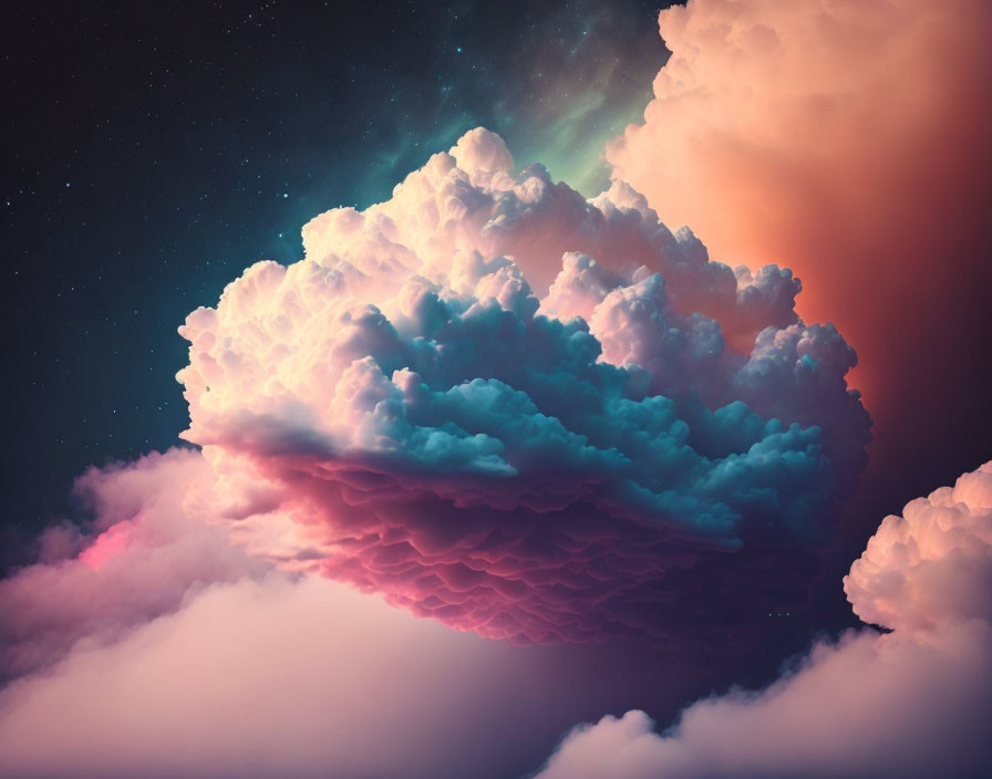 Spectacular sunset colors illuminate colossal cloud in dreamy sky