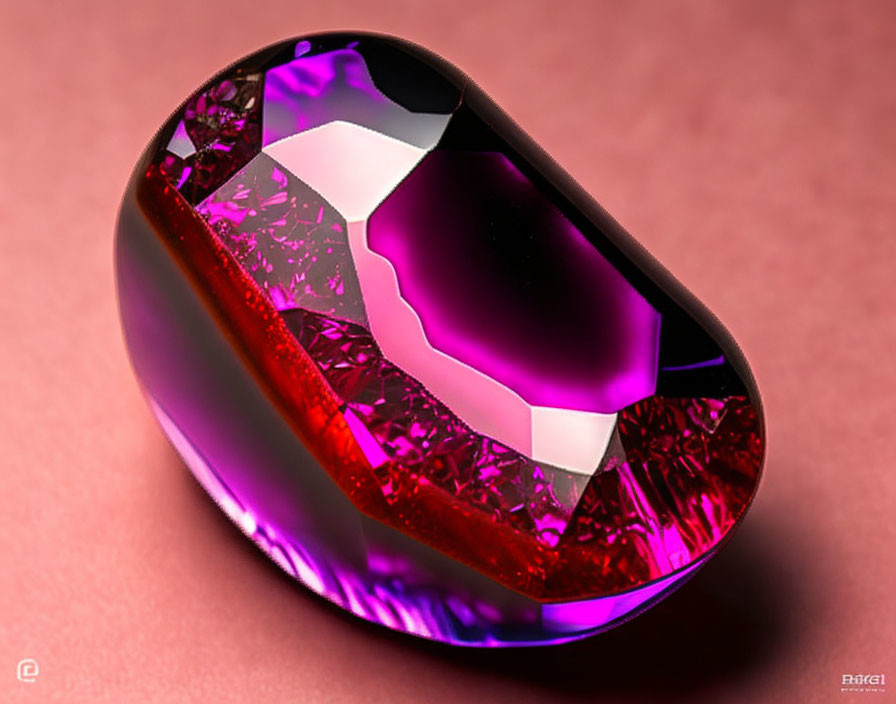 Multicolored Gemstone with Purple and Red Hues