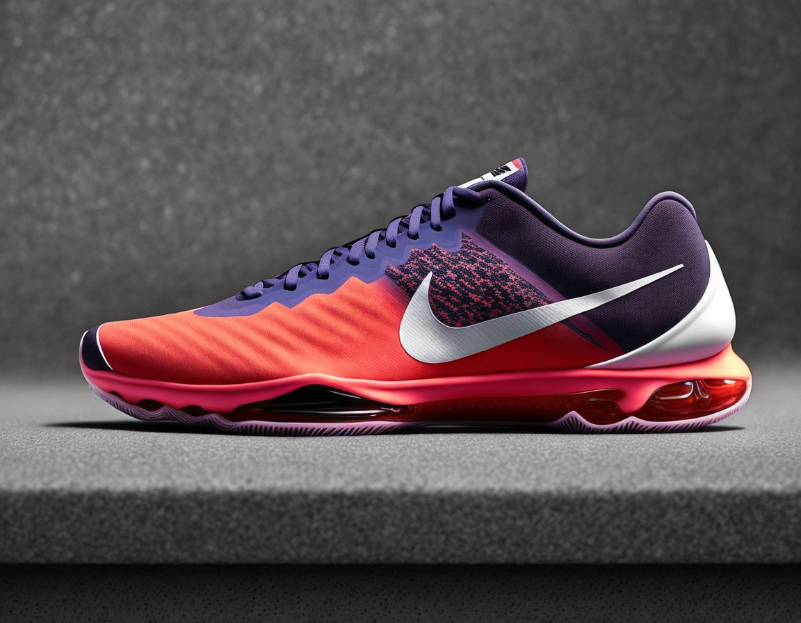 Nike Running Shoe: Orange to Purple Gradient Design with Swoosh Logo