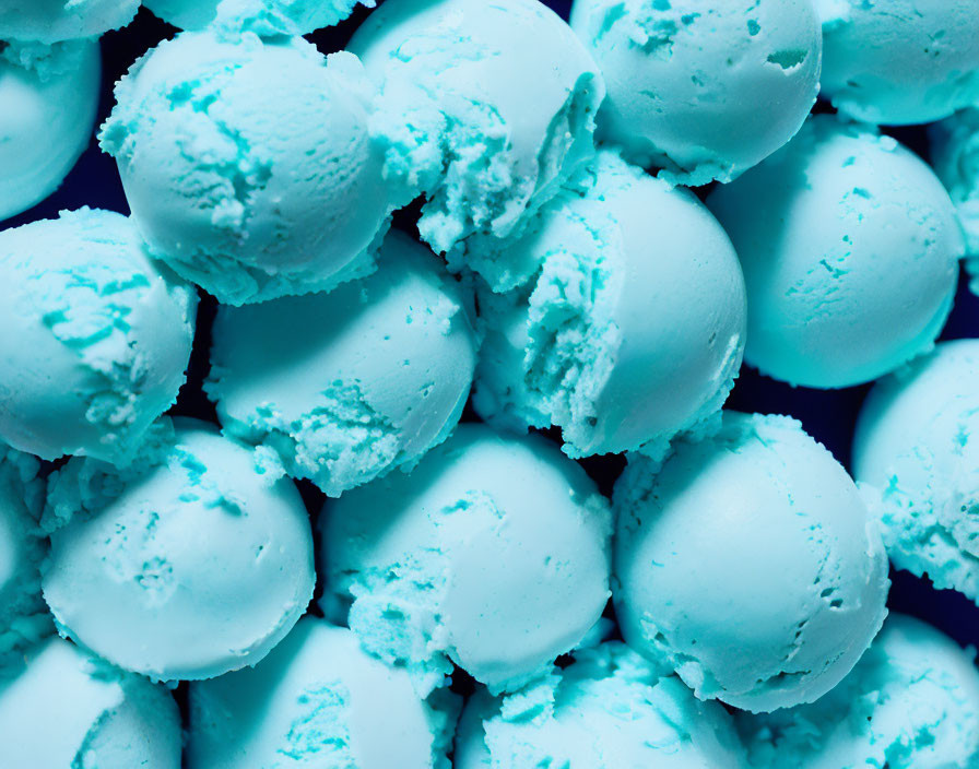 Blue Ice Cream Scoops Arranged Closely