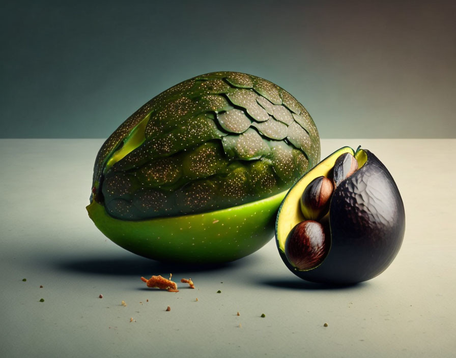Hybrid Watermelon-Avocado and Avocado-Watermelon Concept Image