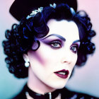 Person with Dramatic Makeup in Vintage Theatrical Attire