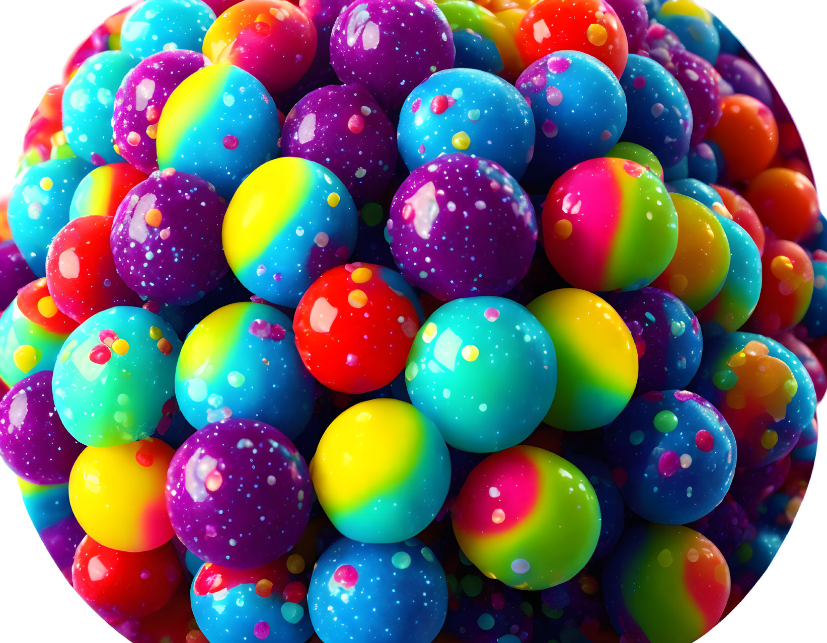 Multicolored Speckled Spheres Clustered Together