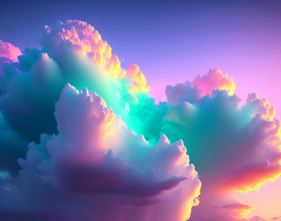 Colorful Pink, Purple, and Blue Clouds in Sunlit Sky