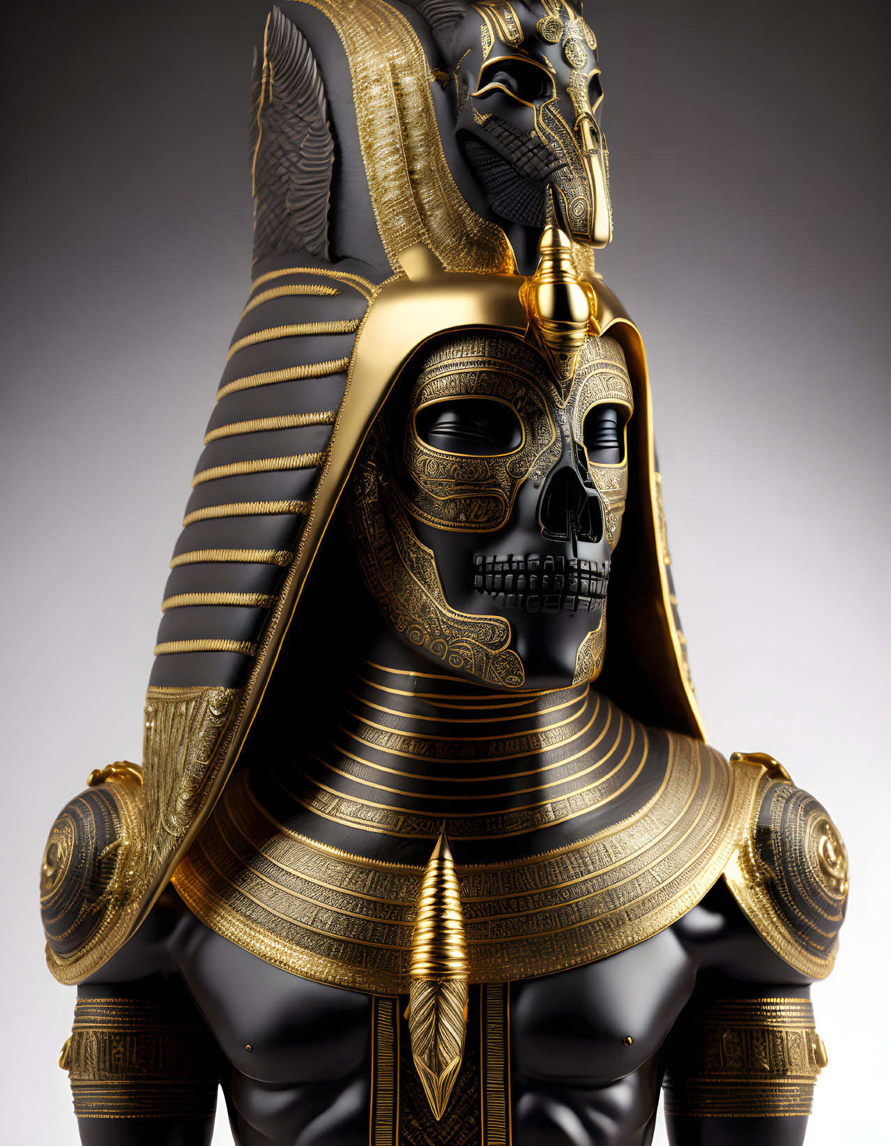 Futuristic character in Ancient Egyptian pharaoh attire