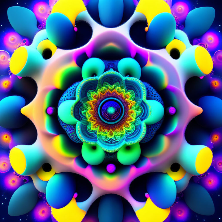 Colorful Fractal Art: Bright Circles & Psychedelic Designs