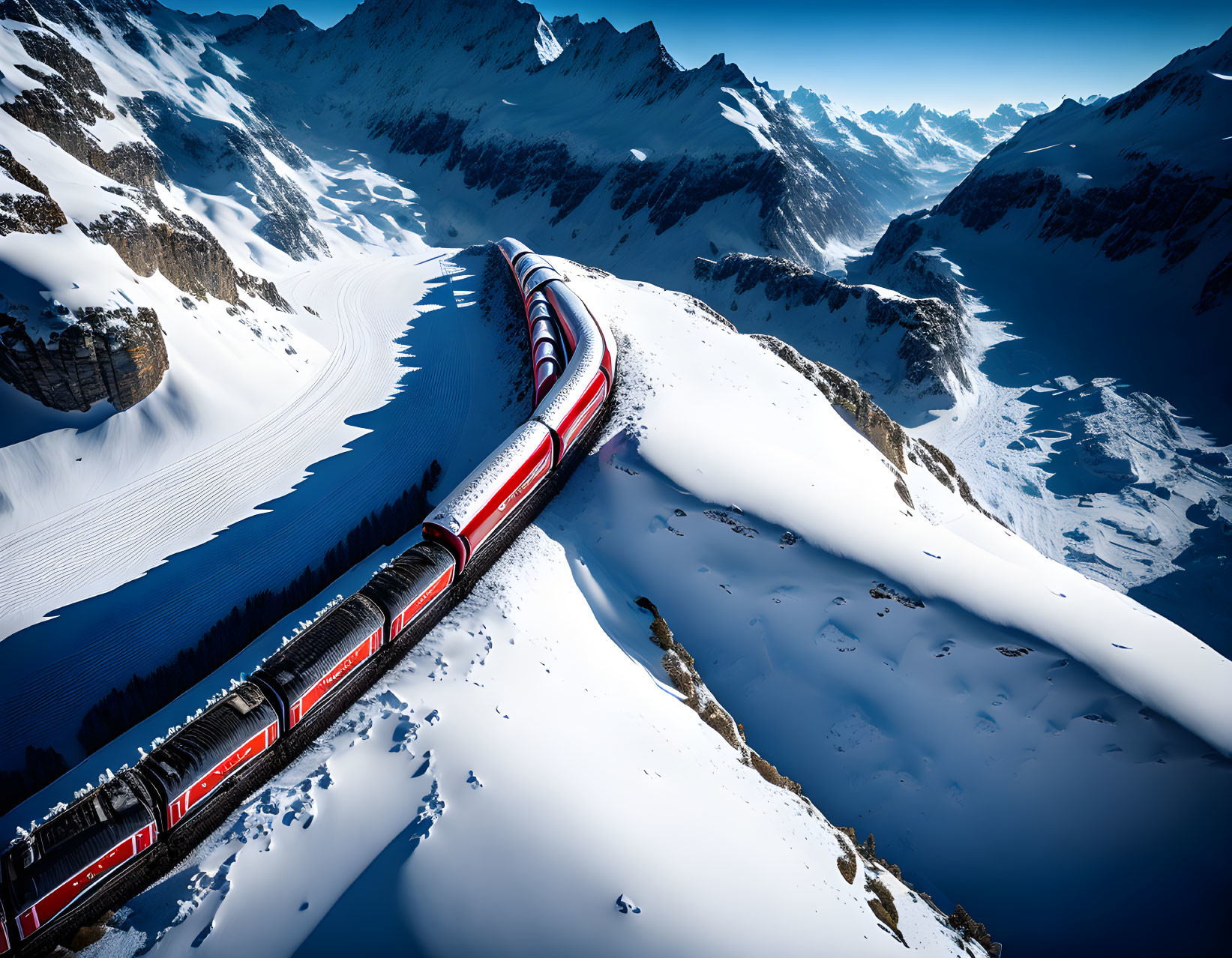 Train on Swiss Alps