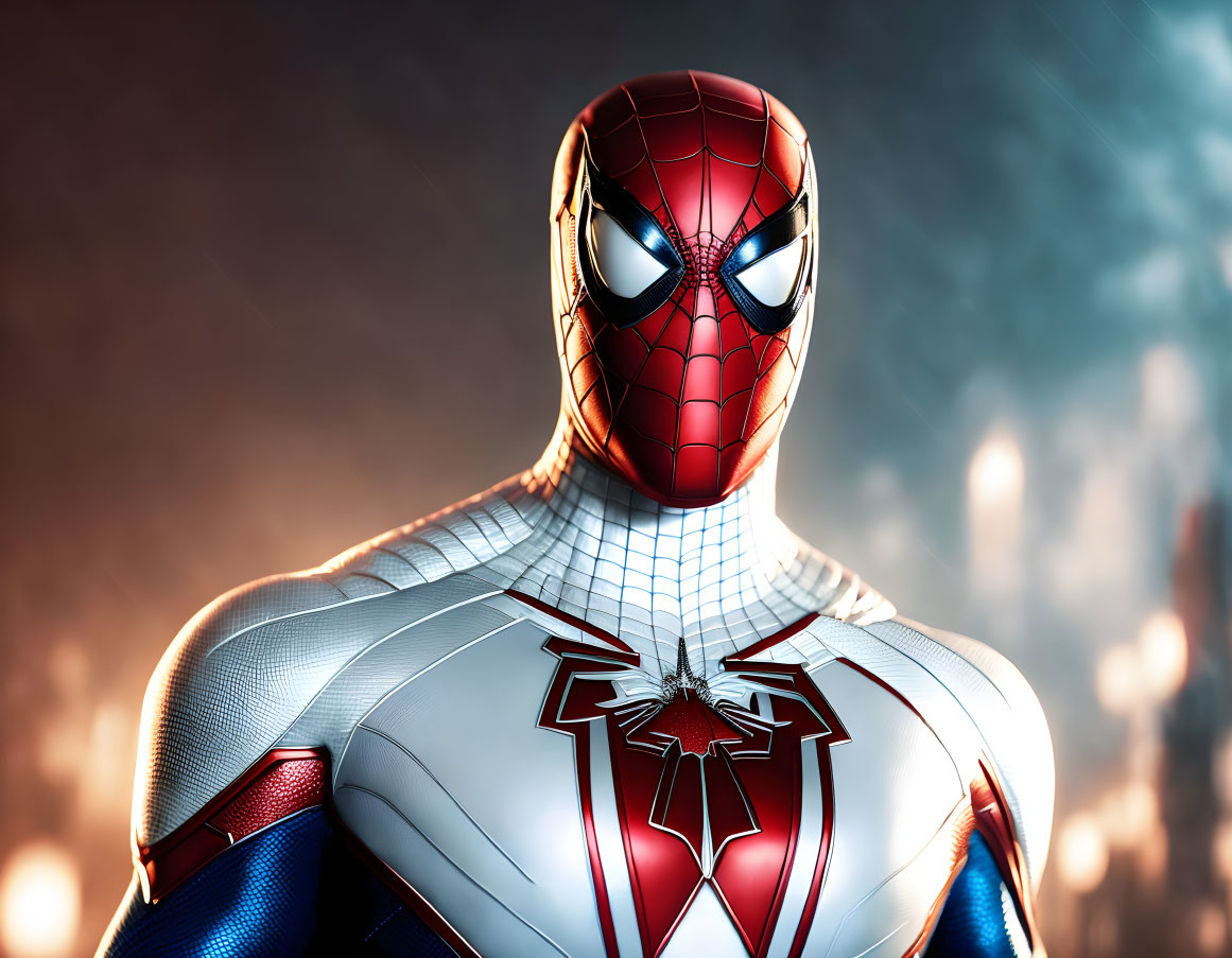 Detailed Spider-Man Suit in Red, Blue, and White Colors