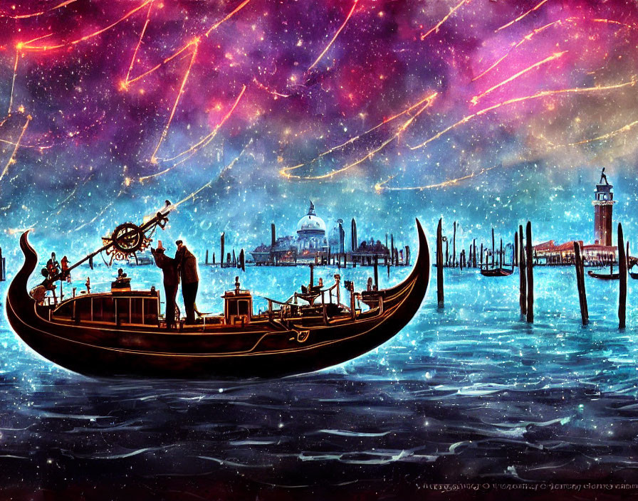 Gondola Artwork: Starry Sky, Cityscape, Lighthouse