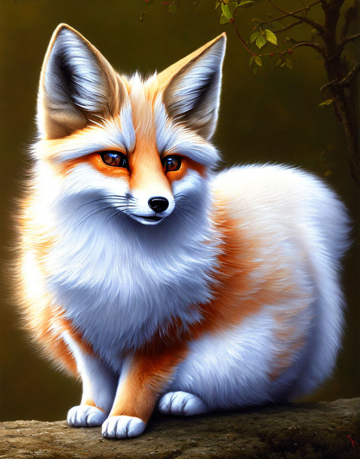 Vibrant digital artwork of a fox with orange and white fur