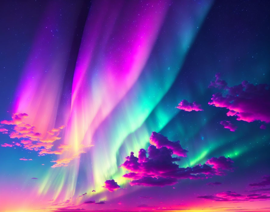 Colorful Aurora Borealis Illuminating Twilight Sky