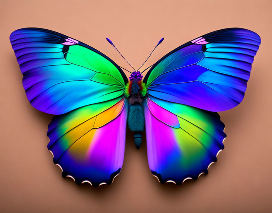 Colorful Butterfly Wings Gradient on Beige Background