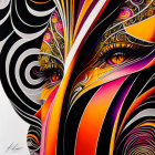 Colorful Abstract Art: Stylized Woman's Face in Swirling Patterns